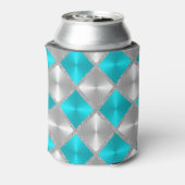 Turquoise en Gray met Silver Squares Blikjeskoeler (Blikje Achterkant)