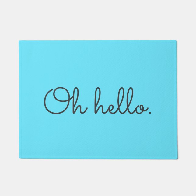 Turquoise en Gray Oh Hallo Deurmat (Voorkant)
