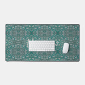 Turquoise en grijs Boho chic aardse zandsteen golv Bureaumat (Keyboard & Muis)