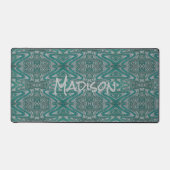 Turquoise en grijs Boho chic aardse zandsteen golv Bureaumat (Voorkant)
