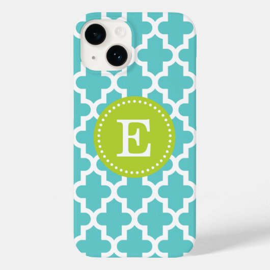 Turquoise en Groen Modern Marokkaans Monogram Case-Mate iPhone Case (Achterkant)
