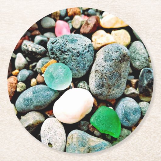 Turquoise en Groene Zeeglas Pulp Board Onderzetter (Voorkant)