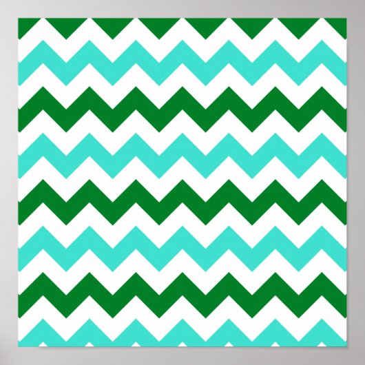 Turquoise en groene zigzag poster (Voorkant)