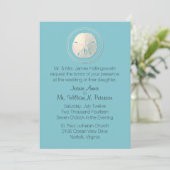 Turquoise en Ivory Sand Dollar Wedding Invitation Kaart (Staand voorkant)