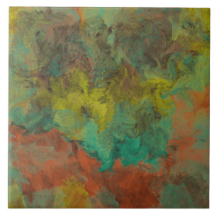 Turquoise en koper met gouden accenten tegeltje