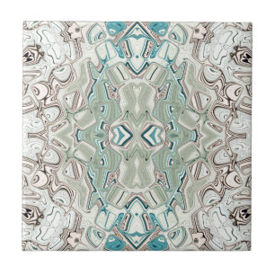 Turquoise en kopermengsel tegeltje