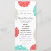 Turquoise en koraal Zinnia Flower Wedding Program Programma (Voorkant)
