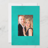 Turquoise en koraalstrand bruiloftsfoto save the date (Achterkant)