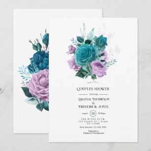 Turquoise en Lavender Floral Couples Shower Kaart