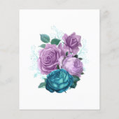 Turquoise en Lavender Floral Wedding Invitation Flyer (Achterkant)