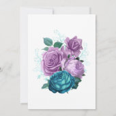 Turquoise en Lavender Floral Wedding Invitation Kaart (Achterkant)