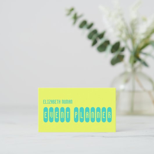 Turquoise en Lemon Modern Typography Design Visitekaartje (Staand voorkant)