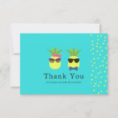 Turquoise en Lemon Pineapples Weddenschap Bedankt (Voorkant)