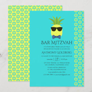 Turquoise en Lemon Tropical Summer Bar Mitzvah Kaart