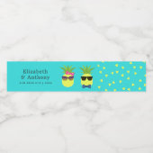 Turquoise en Lemon Tropical Summer Beach Wedding Waterfles Etiket (Enkel label)
