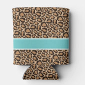 Turquoise en Leopard Print Custom Monogram Blikjeskoeler (Achterkant)