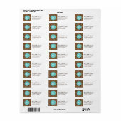 Turquoise en Leopard Print Custom Monogram Etiket (Full Sheet)