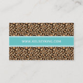 Turquoise en Leopard Print Custom Monogram Visitekaartje (Achterkant)