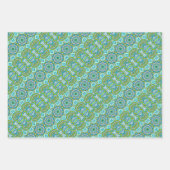 Turquoise en Lime Green Circle Mandala Inpakpapier Vel (Voorkant)