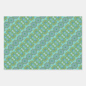 Turquoise en Lime Green Circle Mandala Inpakpapier Vel (Voorkant 3)