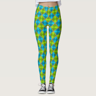Turquoise en Limoen met Gold Squares Leggings