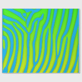 Turquoise en Limoen Zebra Stripes Animal Print Cadeaupapier (Vlak)