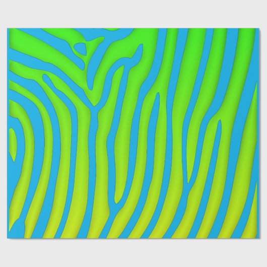 Turquoise en Limoen Zebra Stripes Animal Print Cadeaupapier (Vlak)