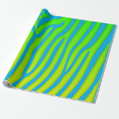 Turquoise en Limoen Zebra Stripes Animal Print Cadeaupapier (Uitgerold)