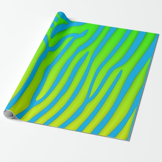 Turquoise en Limoen Zebra Stripes Animal Print Cadeaupapier (Uitgerold)
