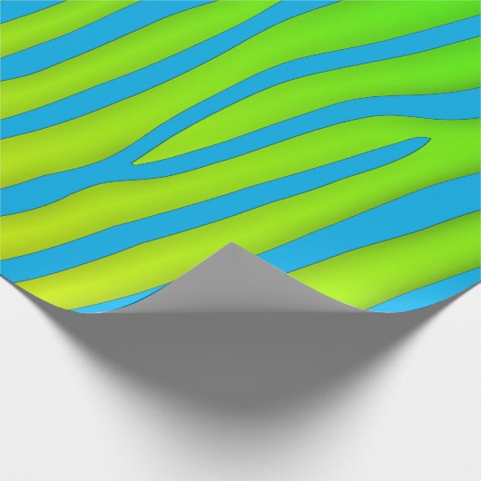 Turquoise en Limoen Zebra Stripes Animal Print Cadeaupapier (Hoek)