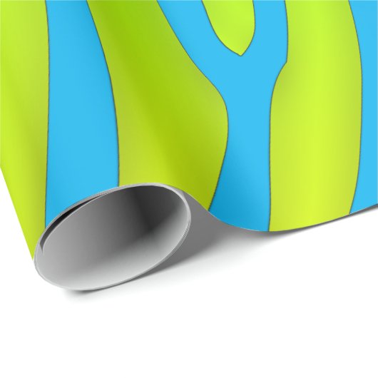 Turquoise en Limoen Zebra Stripes Animal Print Cadeaupapier (Rol Hoek)