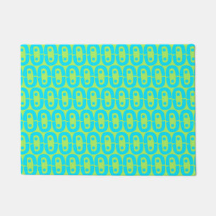 Turquoise en limoengroene geometrische patroon deurmat