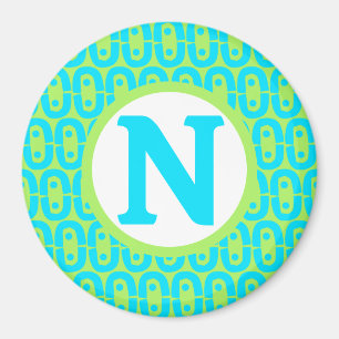 Turquoise en limoengroene geometrische patroon magneet