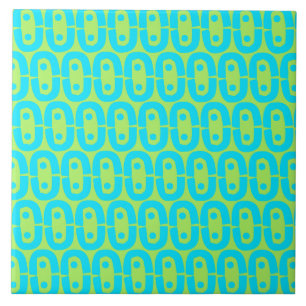 Turquoise en limoengroene geometrische patroon tegeltje