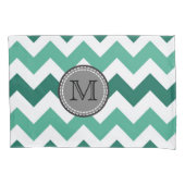 Turquoise en Mint Chevron Zigzag Monogram Kussensloop (Voorkant)