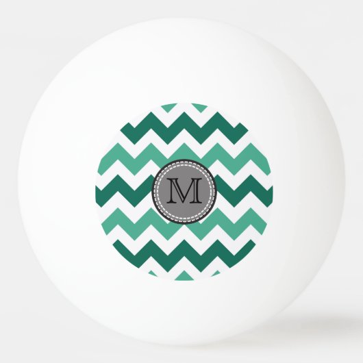 Turquoise en Mint Chevron Zigzag Monogram Pingpongballen (Voorkant)