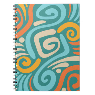 Turquoise en Oranje Vet Spiraalspoelpatroon Notitieboek