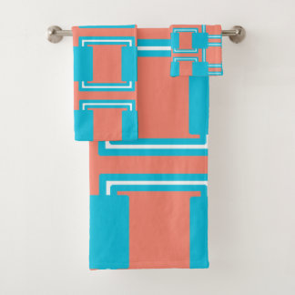 Turquoise en Oranje Vierkante Handdoek