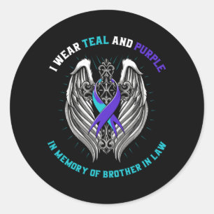 Turquoise En Paarse Bewustzijnsbroeder Huwelijkskr Ronde Sticker