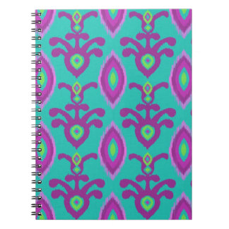 Turquoise en Paarse Ikat Ontwerp Notitieboek