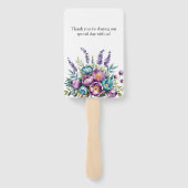 Turquoise en Paarse Wildflowers Wedding Handwaaier (Achterkant)