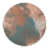 Turquoise en perzik marmer abstract keramische knop (Voorkant)