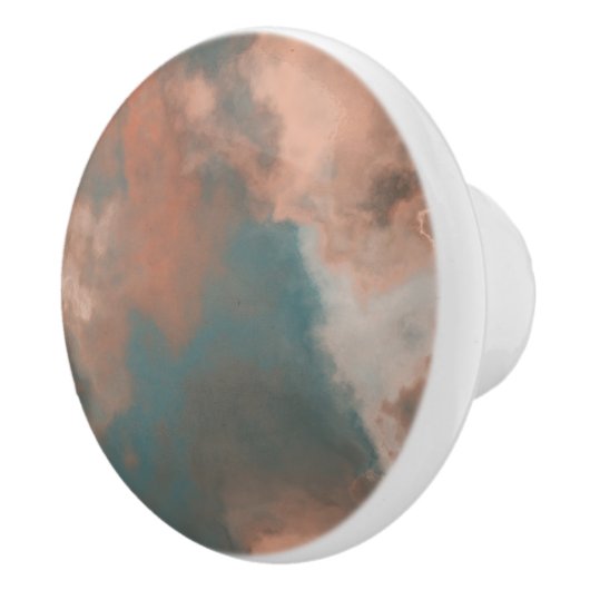 Turquoise en perzik marmer abstract keramische knop (Rechts)