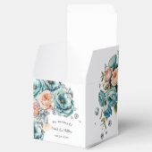 Turquoise en perzik Rozen bruiloft Bedankdoosjes (Geopend)