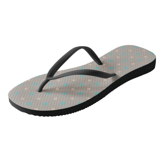 Turquoise en perzik teenslippers (Schuin)