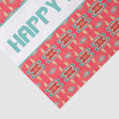 Turquoise en Red Patterned Tissuepapier (Detail)
