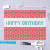 Turquoise en Red Patterned Tissuepapier (Craft)