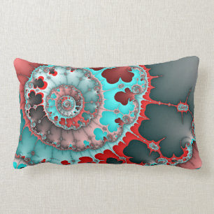 Turquoise en Red Spiral Abstract Kussen