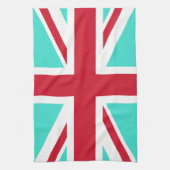 Turquoise en Red Union Jack Theedoek (Verticaal)