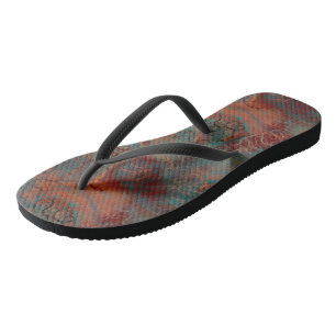 Turquoise en Rode Marmeren Swirl Abstract Teenslippers